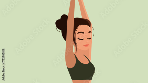 Woman training yoga stretching close up 