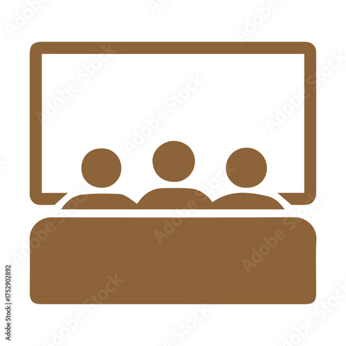 Classroom Icon with Screen and Group – Symbol for Education, Training, or Collaborative Learning Platforms
