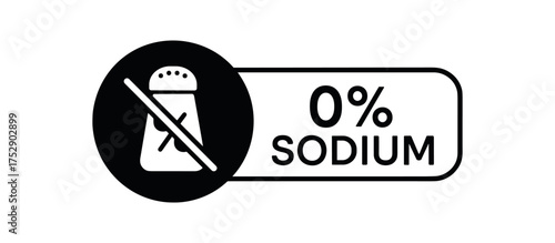 Black silhouette flat icon and outline icon style. two minimal vector icon style. Modern packaging label design. Circular black icon on the left with simple flat pictogram of salt shaker