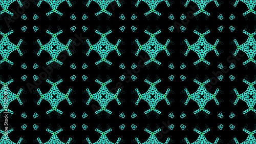  沢山のドットがパターンで動くサイバー背景アニメーション（青と緑）