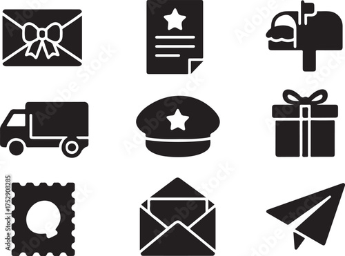 Mail & Post Delivery Silhouette Vector Set