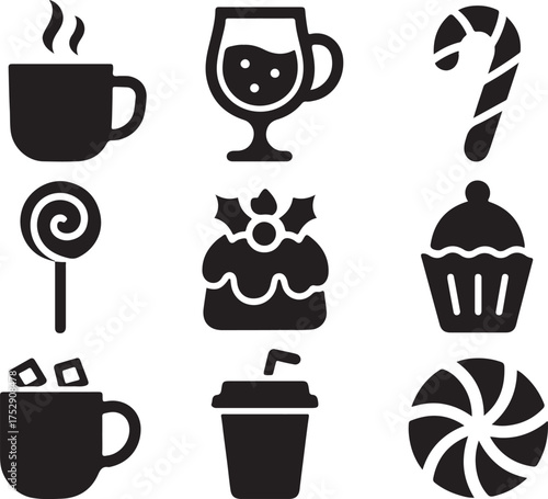Drinks & Candy Silhouette Vector Set