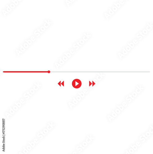 Music or video play bar icon. Audio player for songs or podcast playlist. Play or pause button. Dark theme. Vector illustration	