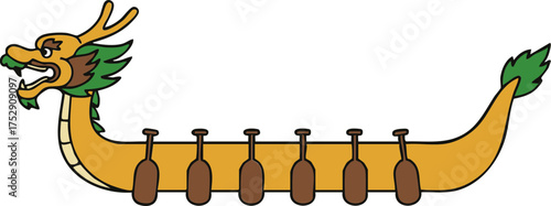 Traditional Chinese Dragon Boat Illustration