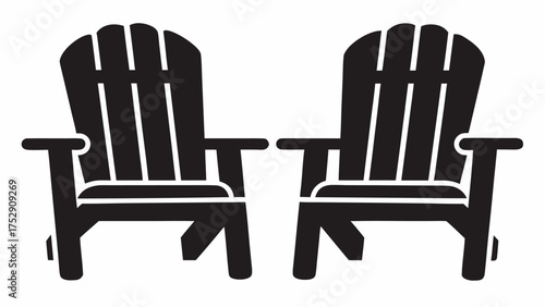 Two adirondack chairs in black silhouette, perfect for outdoor relaxation and summer vibes in the garden