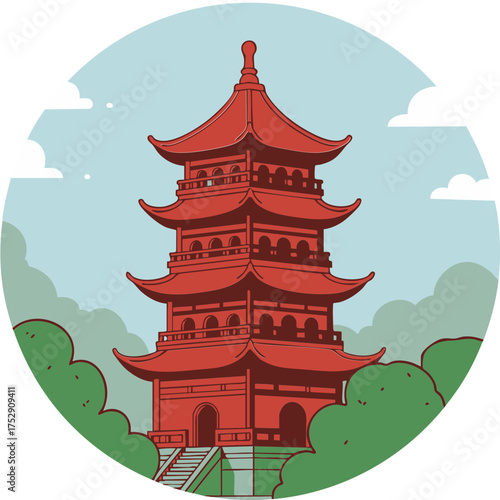 Wallpaper Mural Oriental Pagoda Landscape Torontodigital.ca