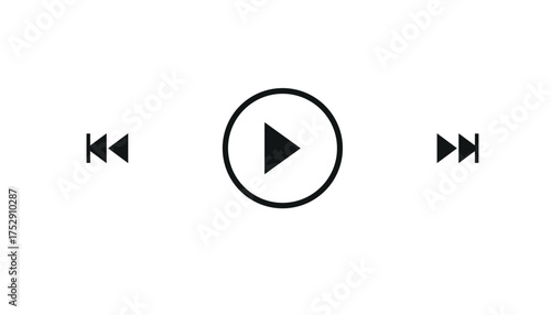 audio or video player progress loading bars with time slider, play and pause, rewind and fast forward buttons. Templates of media player playback panel interface. Vector illustration