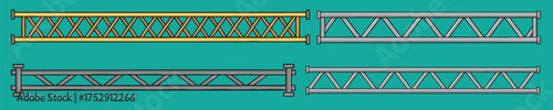 A versatile collection of industrial steel truss designs and metal girders for architectural and engineering vector illustrations