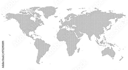 Detailed Dot Matrix World Map Illustration for Global Concepts and Design
