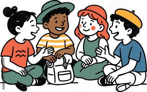  A group of kids are gossiping