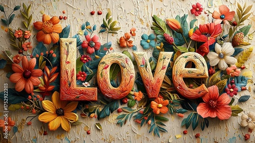 Vibrant Floral Arrangement Spelling Out the Word Love.