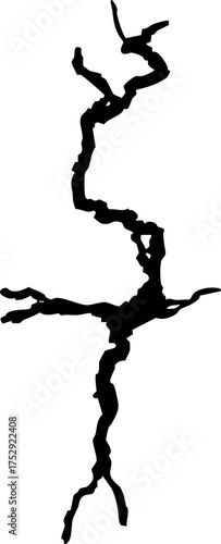 Crack wall, ground texture breaks on land surface. Ground fissure line sketch Crash fracture, land damage, earthquake. 
