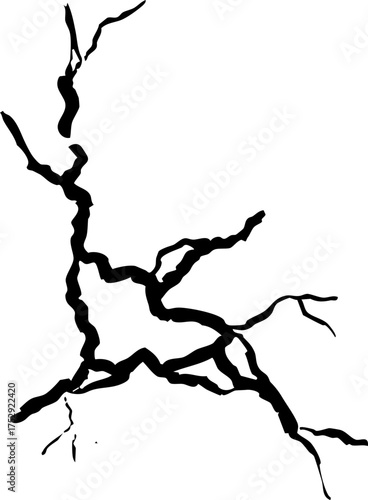 Crack wall, ground texture breaks on land surface. Ground fissure line sketch Crash fracture, land damage, earthquake. 
