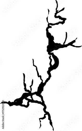Crack wall, ground texture breaks on land surface. Ground fissure line sketch Crash fracture, land damage, earthquake. 