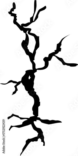 Crack wall, ground texture breaks on land surface. Ground fissure line sketch Crash fracture, land damage, earthquake. 
