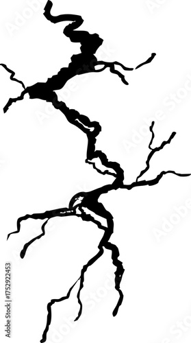 Crack wall, ground texture breaks on land surface. Ground fissure line sketch Crash fracture, land damage, earthquake. 
