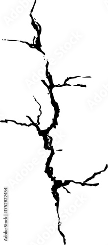 Crack wall, ground texture breaks on land surface. Ground fissure line sketch Crash fracture, land damage, earthquake. 