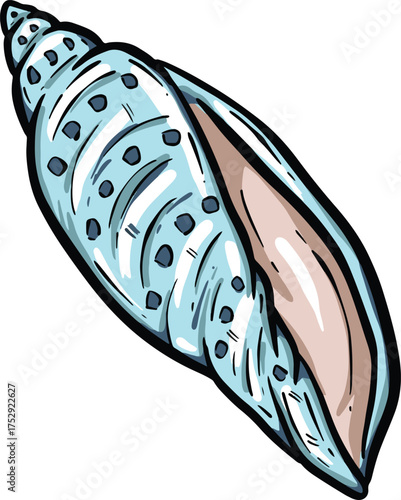Hand drawn clipart illustration of seashell shell mollusc seaside shellfish 