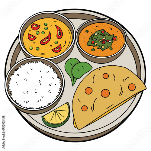 Indian thali, a complete meal with various dishes