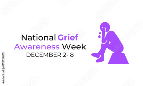 National Grief Awareness Week raises awareness about the impact of grief and encourages open conversation, compassion, and support for those coping with loss. Banner poster, social media vector design