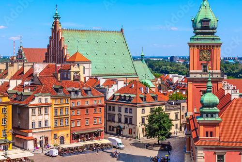 Warsaw, capital of Poland castle square aerial view