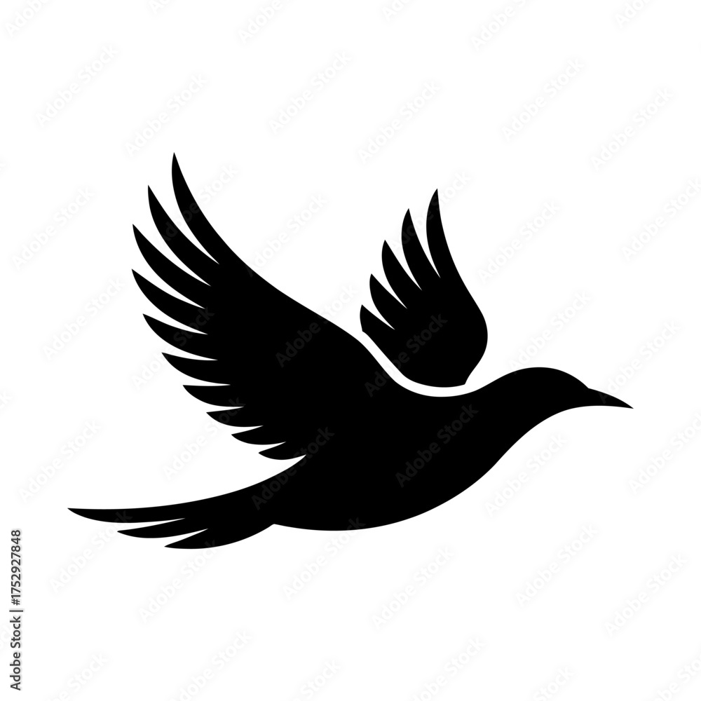 Obraz premium black Flying bird design icon Silhouette vector style with white background