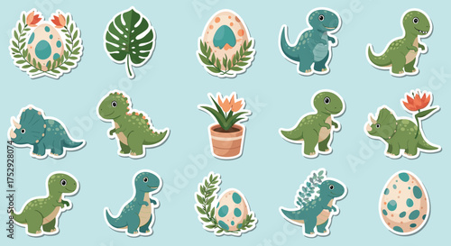 Cute Dinosaur Stickers for Kids and Baby Showers.