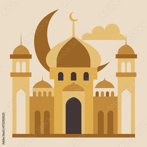 Taj Mahal vector illustration with dome and minarets in Agra India