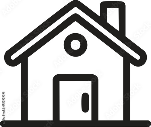 Simple outline icon of a house with door and chimney