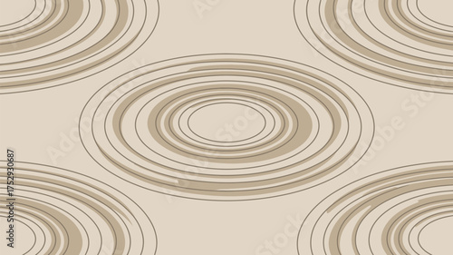 A repeating pattern of concentric ellipses with beige fill and dark outline on a light beige background