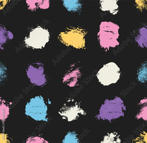 Seamless pattern grunge paint, ink brush strokes. Vector dry brush pattern. Brush stroke for colored, black ink paint, grunge backdrop, dirt banner, watercolor design, dirty texture, abstract shapes.