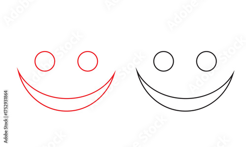 Red and black smiley face icons. Two simple smiley face icons, one yellow and one black, symbolizing happiness, contrast, and duality on a white background.
