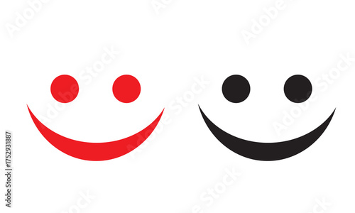 Red and black smiley face icons. Two simple smiley face icons, one yellow and one black, symbolizing happiness, contrast, and duality on a white background.
