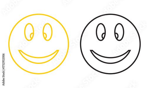 Yellow and black smiley face icons. Two simple smiley face icons, one yellow and one black, symbolizing happiness, contrast, and duality on a white background.

