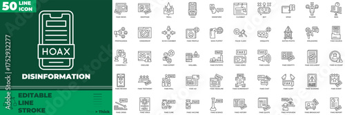 Disinformation Line Editable Icons set. Vector illustration in modern thin line style of disinformation icons: news, false, propaganda, etc