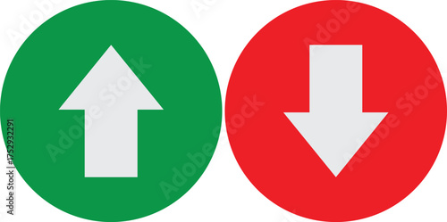 Green up arrow and red down arrow symbols representing growth and decline contrasted clearly