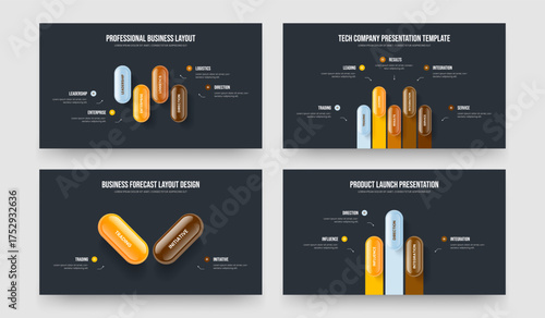 Business Innovation Four Five Two Three Option Infographic Frame Template Vector Illustration Bundle. Market Performance 4 5 2 3 Step Diagram Presentation Layout Set.