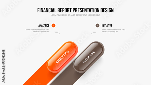 Business Insight 2 Element Infographic Presentation Layout. Product Plan Slideshow Design Vector Illustration. Corporate Planning Two Option Diagram Slide Template.