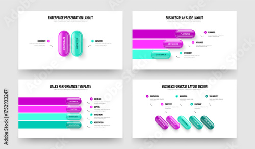 Company Strategy 2 3 4 5 Option Infographic Slideshow Layout Collection. Modern Solution Two Three Four Five Step Diagram Slide Template Vector Illustration Bundle.