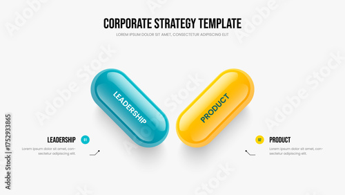 Financial Performance 2 Option Diagram Slideshow Layout. Consulting Planning Two Element Infographic Presentation Design. Company Analysis Slide Template Vector Illustration.