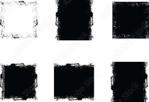 Mega bundle of different ink brush strokes:rectangle,square and round freehand drawings.Ink splatters,grungy painted lines,artistic design elements