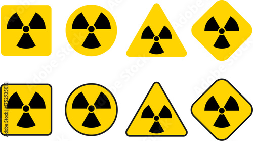 Radiation icon set. Nuclear icons. warning of dangerous radiation.  Radiology icon emblem. ionizing radio in circle
