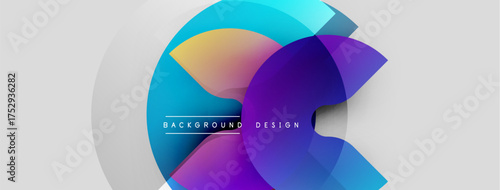 Abstract colorful design. Overlapping circles create dynamic visual effect. Gradient hues blend smoothly, modern aesthetic.