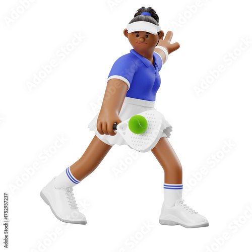 3D Rendering of Woman Playing Padel Tennis