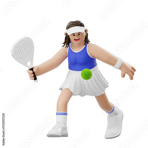 3D Rendering of Female Padel Player
