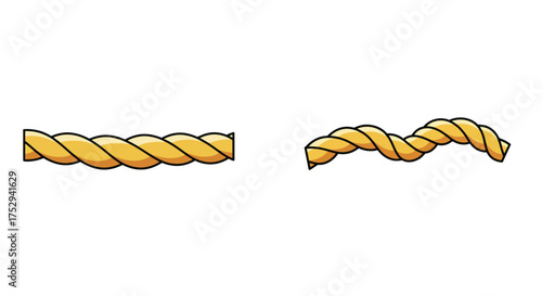 Two golden ropes with different twists are displayed on a white background