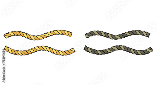 Two pairs of twisted ropes in gold and dark gray colors