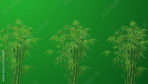 Vibrant Green Bamboo Stalks and Lush Foliage Design