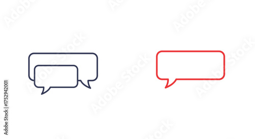 Simple illustration of two speech bubbles one blue one red isolated