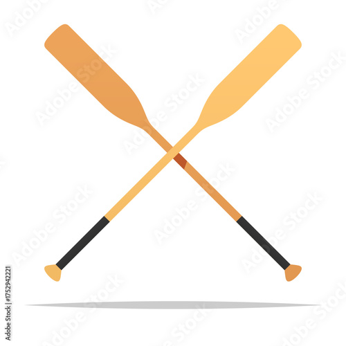 Crossed boat paddles vector isolated illustration